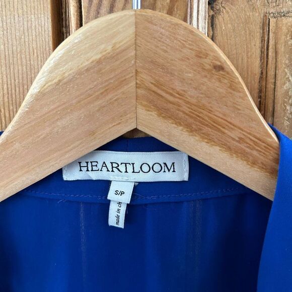 Heartloom Small Royal Blue Drape Neck Blouse Sleeveless Lace Slight Flaws - Picture 3 of 9